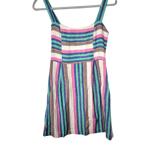 Free People Short N Sweet’ Striped Linen Blend Striped Mini Dress Women Sz XS - Picture 7 of 7